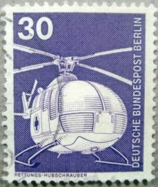 Selo postal da Alemanha de 1975 Rescue helicopter MBB - 1173 U