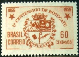 Selo postal do Brasil de 1954 Centenário de Botucatu 60 M