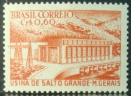 Selo postal do Brasil de 1956  Usina Salto Grande