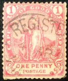Selo postal do Cabo da Boa Esperança de 1893 Hope standing 1d