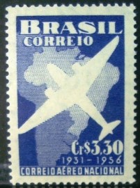 Selo postal do Brasil de 1956 Correio Aéreo Nacional