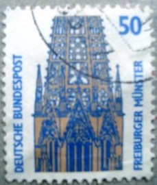 Selo postal da Alemanha de 1987 Tower of the Freiburg Minster - 1524 U