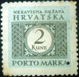 Selo postal da Croácia de 1942 Number In Ornament 2 - 13 U
