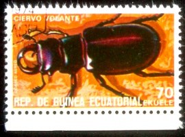 Selo postal de Guinea Equatorial de 1978 Stag Beetle