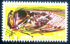 Selo postal de Guinea Equatorial de 1978 Cicada
