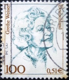 Selo postal da Alemanha de 2000 Grethe Weiser - 1726 U