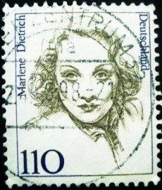 Selo postal da Alemanha de 1997 Marlene Dietrich - 1727 U