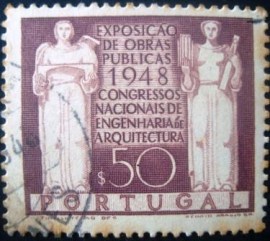 Selo postal de Portugal de 1948 Exhibition Public Works - 693 U
