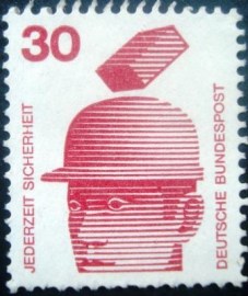 Selo postal da Alemanha de 1972 Safety helmet