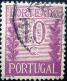 Selo postal de Portugal de 1955 Postage Due 10c - 59 U