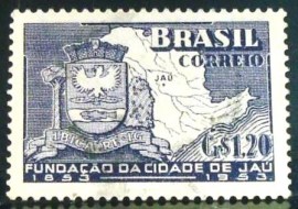 Selo postal do Brasil de 1953 Jaú