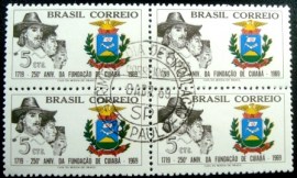 Quadra de selos postais de 1969 Fundação de Cuiabá