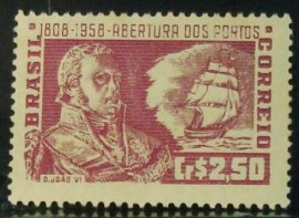 Selo postal do Brasil de 1958 Abertura dos Portos