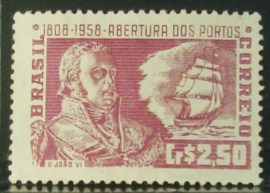 Selo postal do Brasil de 1958 Abertura dos Portos - C 401 U