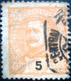 Selo postal de Portugal de 1895 King Carlos I 5 - 111 U