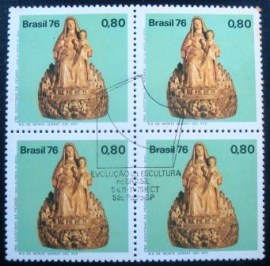 Quadra de selos postais do Brasil de 1976 N.S. Monte Serrat NCC