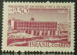 Selo postal do Brasil de 1958 Usina Salto Grande - C 408 N