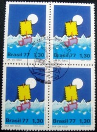 Quadra de selos do Brasil de 1977 Dia do Selo