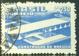 Selo postal do Brasil de 1958 Construção de Brasília NID