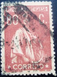 Selo postal de Portugal de 1921 Ceres 80c - 298 U
