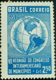 Selo postal do Brasil de 1958 Congresso Municípios