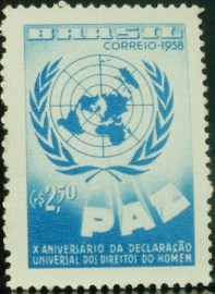 Selo postal do Brasil de 1958 Direitos do Homem
