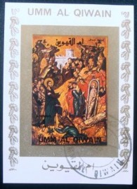 Selo postal de Umm Al Qiwain de 1972 The Miracle of Lazarus