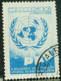 Selo postal do Brasil de 1958 Direitos do Homem - C 429 U