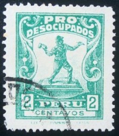 Selo postal do Peru de 1931 Miner Statue 2