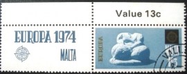 Selo postal de Malta de 1974 Prehistoric Sculpture