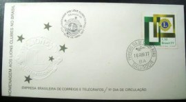 Envelope FDC Oficial de 1977 Lions Clube Salvador