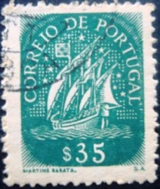 Selo postal de Portugal de 1943 Caravel $35 - 620 U