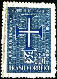 Selo postal do Brasil de 1959 Colóquio Internacional U