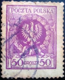 Selo postal da Polônia de 1924 Arms of Poland 50 - 225 U