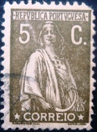 Selo postal de Portugal de 1923 Ceres 5c - 268 U