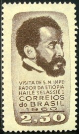 Selo postal do Brasil de 1961 Hailé Selassié