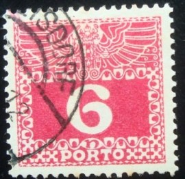 Selo postal da Áustria de 1908 Imperial coat of arms & digit 6