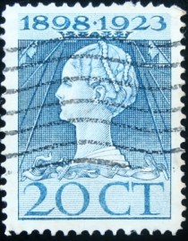 Selo postal da Holanda de 1923 Queen Wilhelmin 20