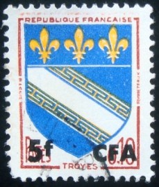 Selo postal de Reunion de 1963 Troyes