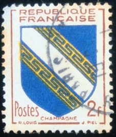 Selo postal da França de 1953 Champagne