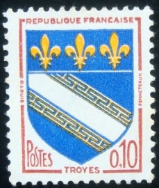 Selo postal da França de 1963 Troyes