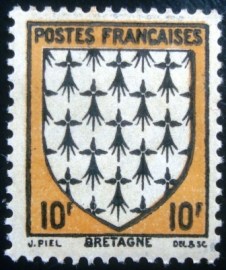 Selo postal da França de 1943 Brittany Bretagne