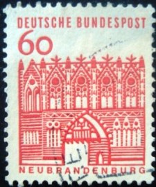 Selo Postal da Alemanha de 1964 Treptow Gate Neubrandenburg