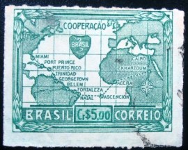 Selo postal Comemorativo emitido no Brasil em 1945 - C 202 U