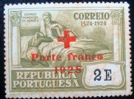 Selo postal de Portugal de 1928 Last Moment of Camões 2$