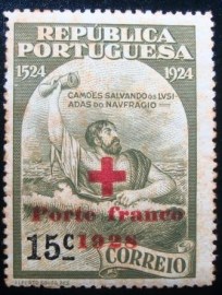 Selo postal de Portugal de 1928 Camões e Os Lusíadas 15