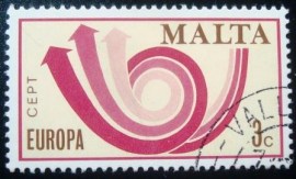 Selo postal de Malta de 1973 Posthorn 3