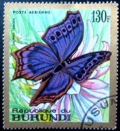 Selo postal do Burundi de 1968 Blue Salamis Butterfly
