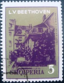 Selo postal da Albânia de 1970 Beethoven's Birthplace - 1328 U
