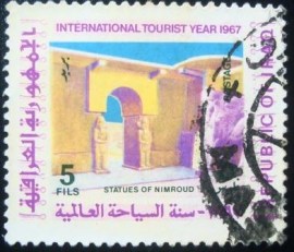 Selo postal do Iraque de 1967 Nimroud Gate Statues